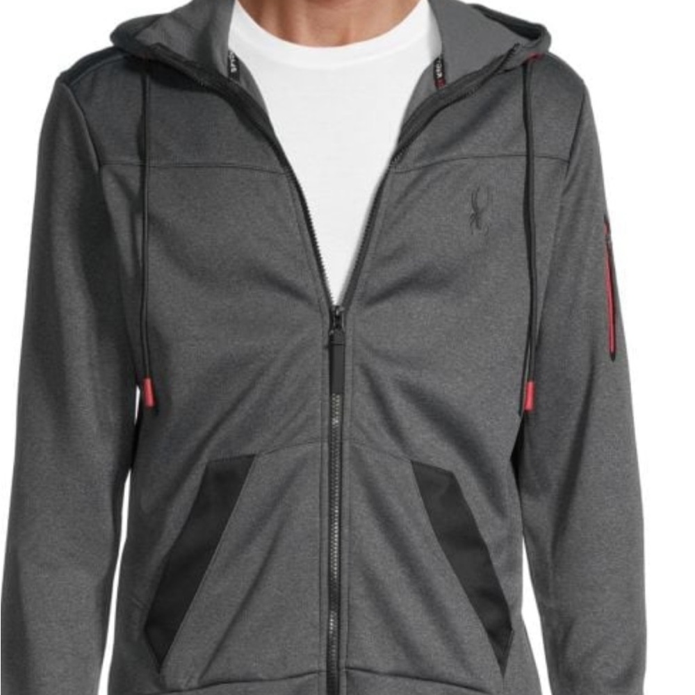 Poly Striated Blazing Zip-Front Hoodie